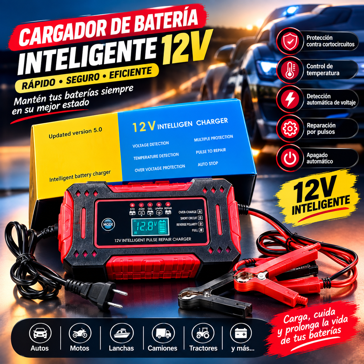CARGADOR DE BATERIA INTELIGENTE 12 V