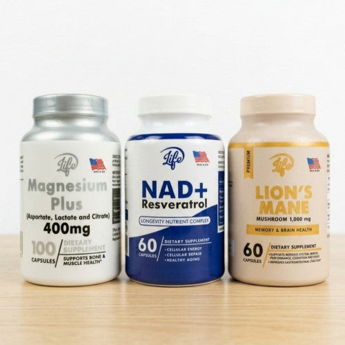 COMBO Trío Vitalidad Máxima (Magnesio+ Melena de leon + Nad resveratrol)